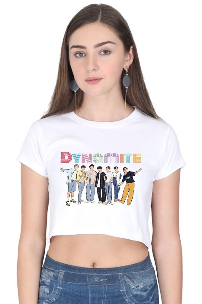 Female BTS: DYNAMITE Printed Crop Top