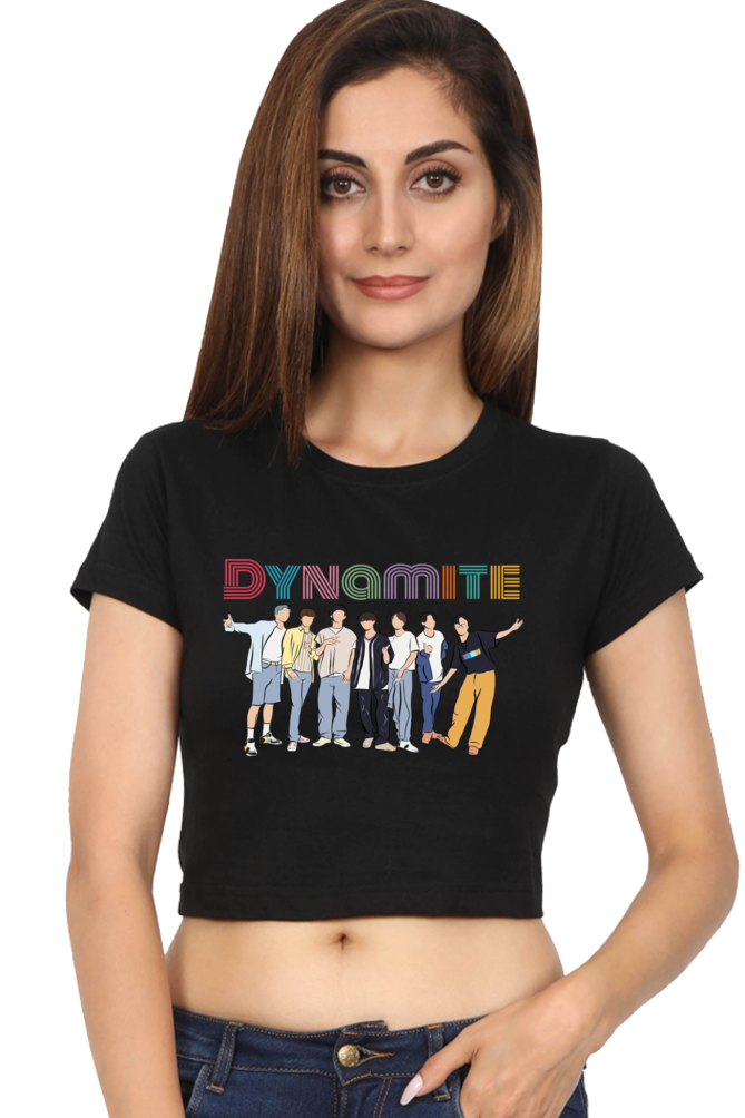 Female BTS: DYNAMITE Printed Crop Top