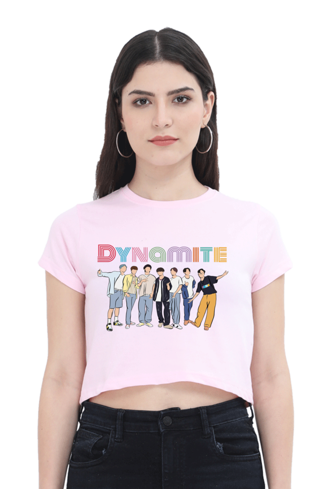 Female BTS: DYNAMITE Printed Crop Top