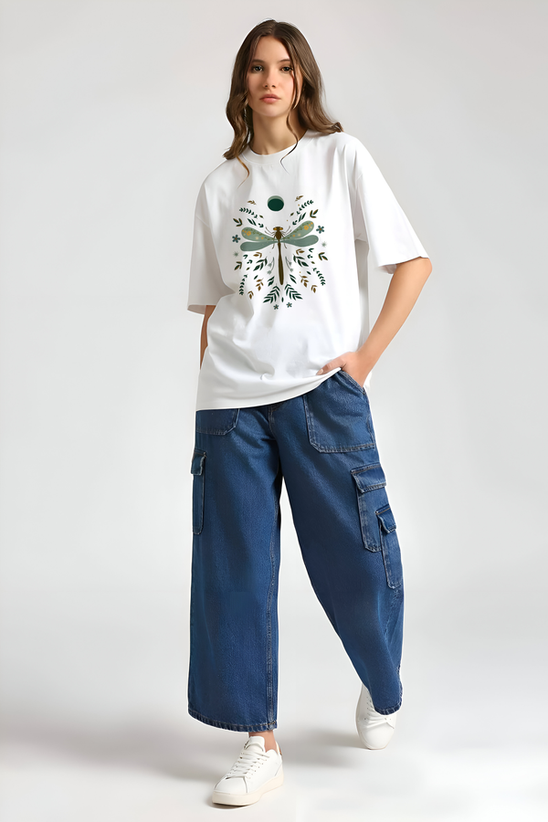 Female DRAGONFLY Printed Oversized T-Shirt